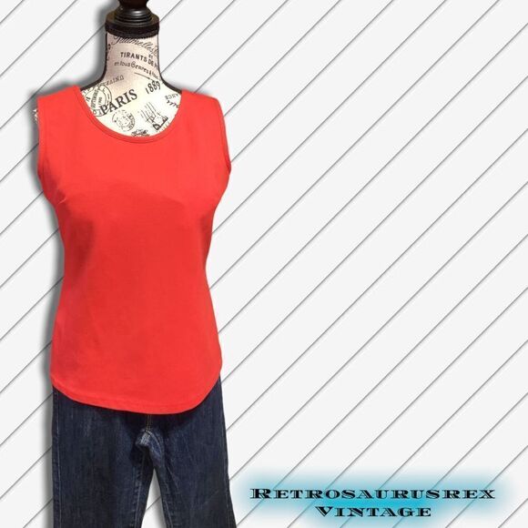 vintage 1970’s Red Tank & Polka Dot Button Up Shirt Set, XL - Picture 7 of 8